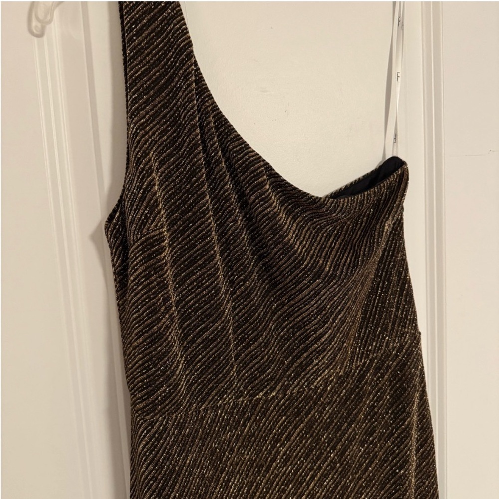 Lulu's Win Me Over Black and Gold One-Shoulder Maxi Dress/prom dress - Picture 6 of 12